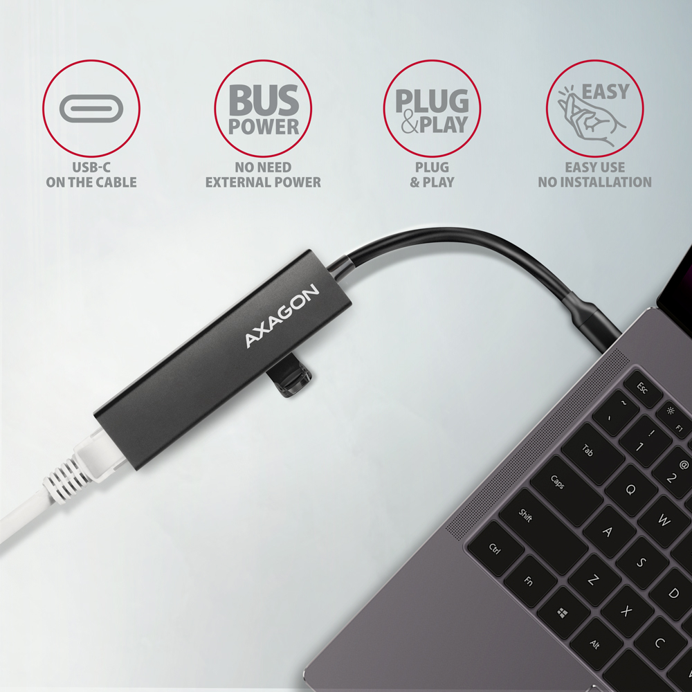 AXAGON SuperSpeed USB-C hub with gigabit LAN | HMC-GL3A