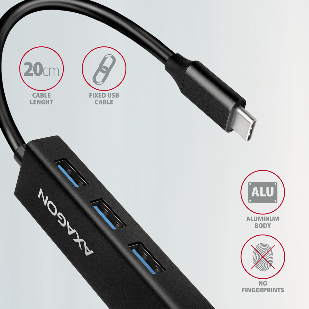 AXAGON SuperSpeed USB-C hub with gigabit LAN | HMC-GL3A
