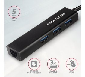 AXAGON SuperSpeed USB-C hub with gigabit LAN | HMC-GL3A