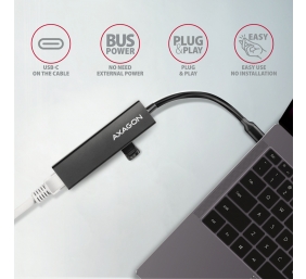AXAGON SuperSpeed USB-C hub with gigabit LAN | HMC-GL3A