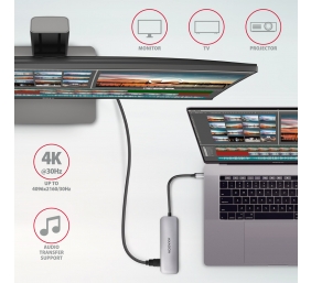 AXAGON SuperSpeed USB-C COMBO 5in1 hub | HMC-HCR3A