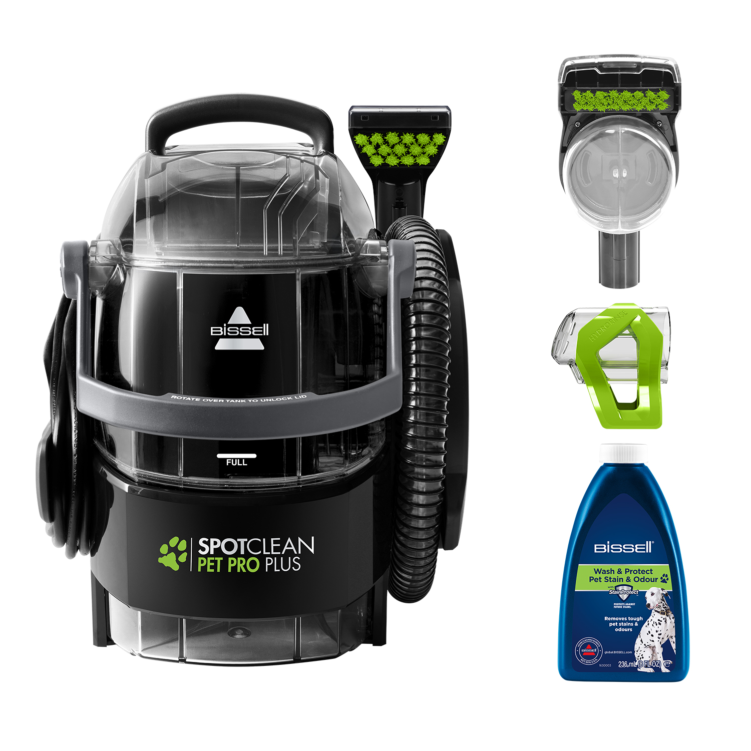 Bissell | SpotClean Pet Pro Plus Cleaner | 37252 | Corded operating | 750 W | Black/Titanium | 24 month(s)