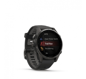 Garmin Fenix 8 Išmanusis laikrodis 43 mm AMOLED Sapphire,Carbon grey Ti.,Black/Pebble grey sil. band