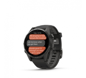 Garmin Fenix 8 Išmanusis laikrodis 43 mm AMOLED Sapphire,Carbon grey Ti.,Black/Pebble grey sil. band