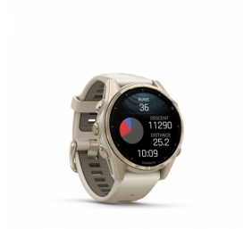 Garmin Fenix 8 Išmanusis laikrodis 43 mm AMOLED Sapphire,Soft Gold,Fog grey/dark sandstone sil. band