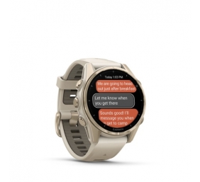 Garmin Fenix 8 Išmanusis laikrodis 43 mm AMOLED Sapphire,Soft Gold,Fog grey/dark sandstone sil. band