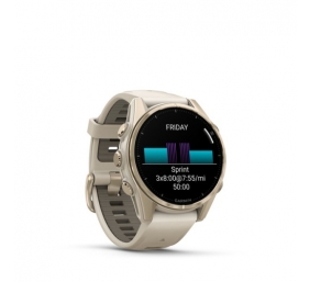 Garmin Fenix 8 Išmanusis laikrodis 43 mm AMOLED Sapphire,Soft Gold,Fog grey/dark sandstone sil. band