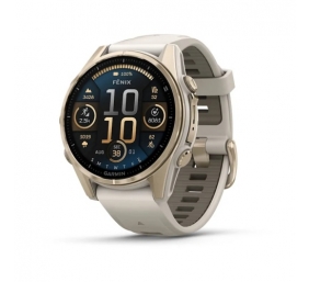 Garmin Fenix 8 Išmanusis laikrodis 43 mm AMOLED Sapphire,Soft Gold,Fog grey/dark sandstone sil. band