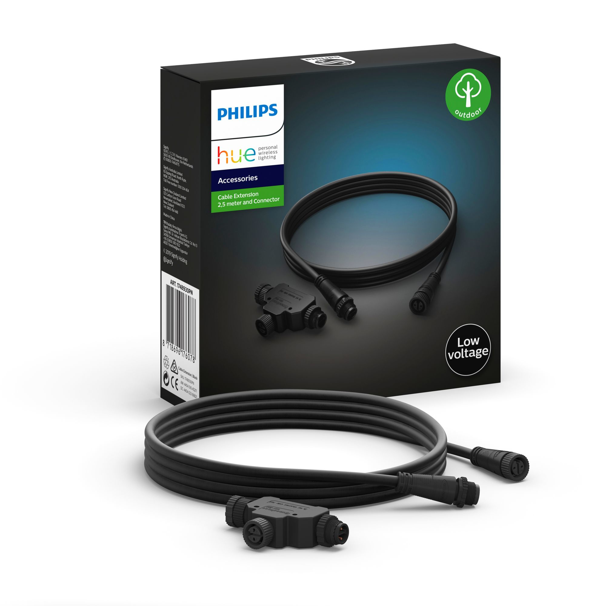Philips Hue Outdoor 24V Cable Extension and T-connector, 2.5m