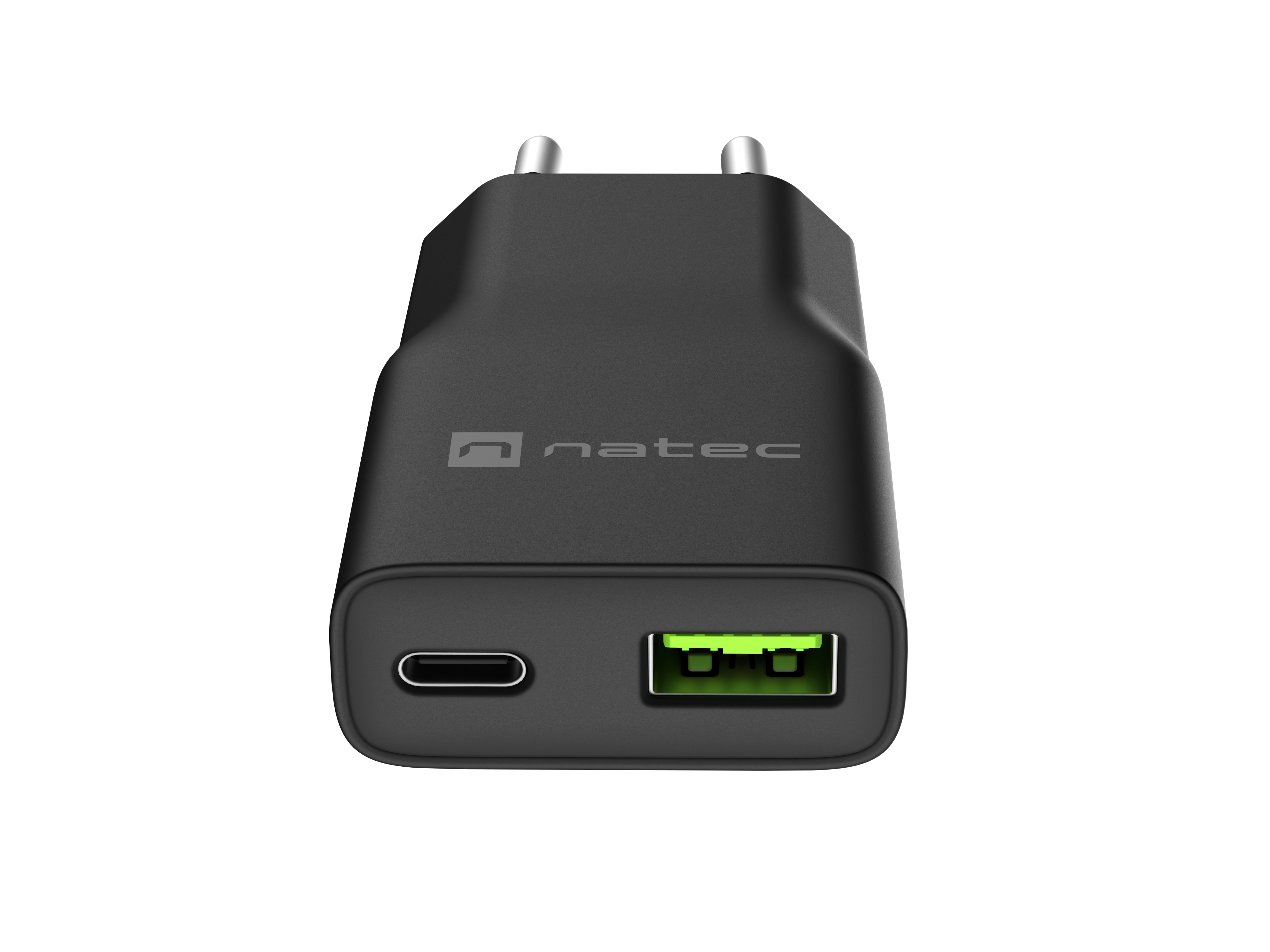Natec Ribera USB Charger Gan Slim USB 1X USB-A + 1X USB-C 20W | NUC-2377