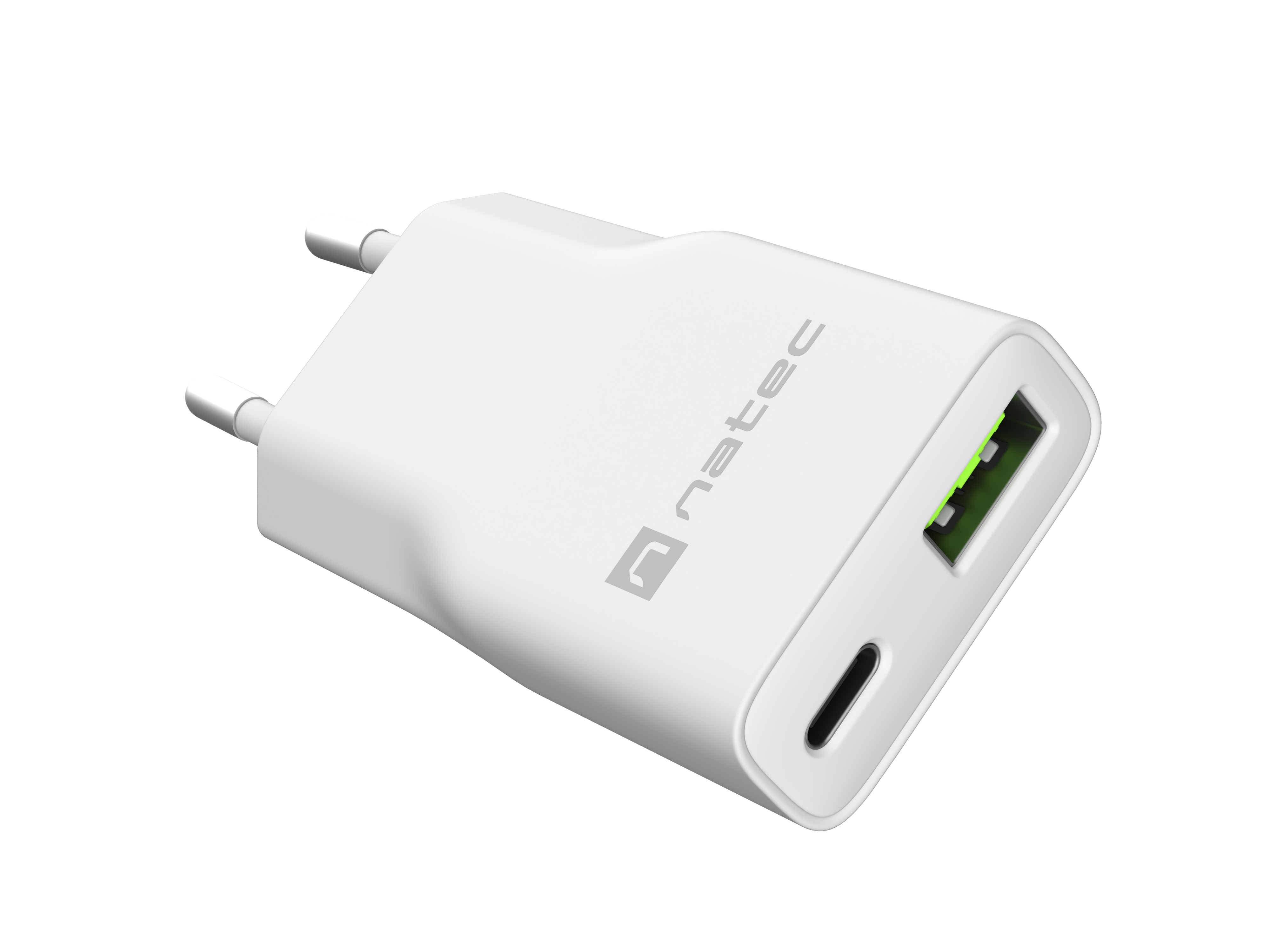 Natec Ribera USB Charger Gan Slim USB 1X USB-A + 1X USB-C 20W | NUC-2376