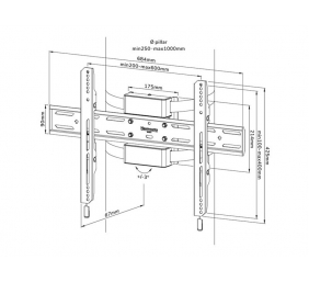 Neomounts Pillar Mount | WL30S-910BL16 | Level adjustment | 40-75 " | Maximum weight (capacity) 50 kg | Black