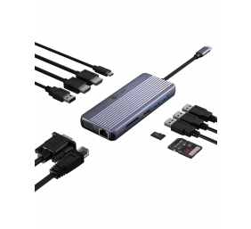 Raidsonic Icy Box Travel Dock 12-in-1, 3x video output (2x HDMI + 1x VGA) | IB-DK4062-CPD