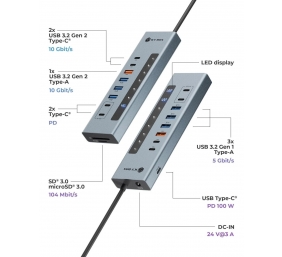 Raidsonic Icy Box USB Hub 11-in-1 USB-C Hub USB 3.2 Gen 2 PD | IB-HUB1742CR-C2PD