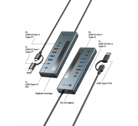 Raidsonic 9-in-1 hub with Power Delivery and Type-C/Type-A host connection | IB-HUB1743-CPD