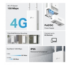 TP-Link Archer MR402-Outdoor 4G AC1200 Dual Band Wi-Fi Outdoor Maršrutizatorius