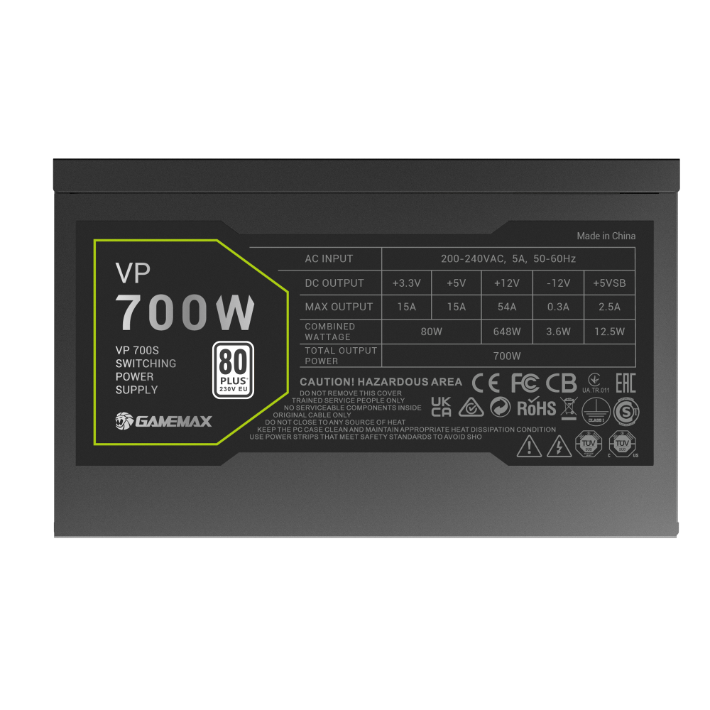 Gamemax PSU | VP 700S | 700 W | Bronze | Non-Modular
