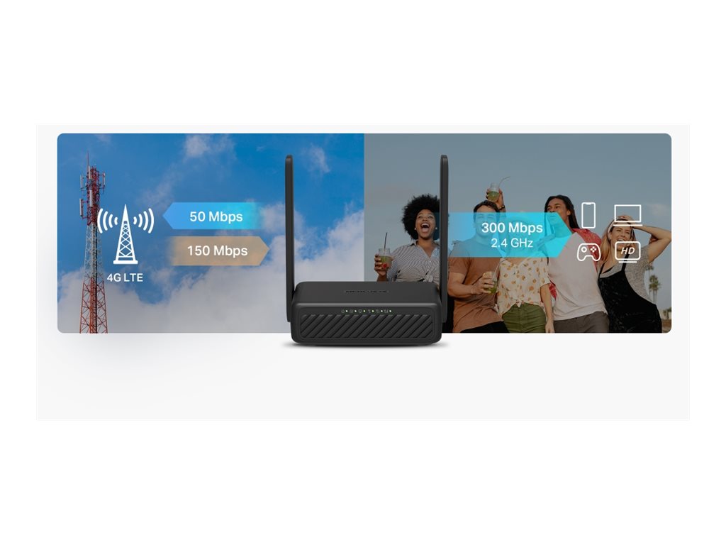 Mercusys MB113-4G | Wireless 4G LTE Portable Router | 802.11n | Ethernet LAN (RJ-45) ports 2 | 300 Mbit/s | Mesh Support No | MU-MiMO No | 4G