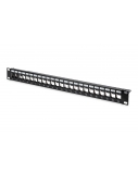 Digitus | Modular Patch Panel | DN-91411 | Black | Layout Keystone Entry: Straight; Area of application: 483 mm (19") cabinet; Suitable for 483 mm (19") cabinet mounting; Housing material: 1.5 mm SPCC cold rolled stell sheet, powder-coated; Ports: 24