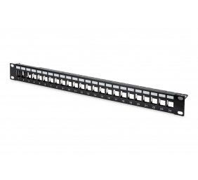 Digitus | Modular Patch Panel | DN-91411 | Black | Layout Keystone Entry: Straight; Area of application: 483 mm (19") cabinet; Suitable for 483 mm (19") cabinet mounting; Housing material: 1.5 mm SPCC cold rolled stell sheet, powder-coated; Ports: 24