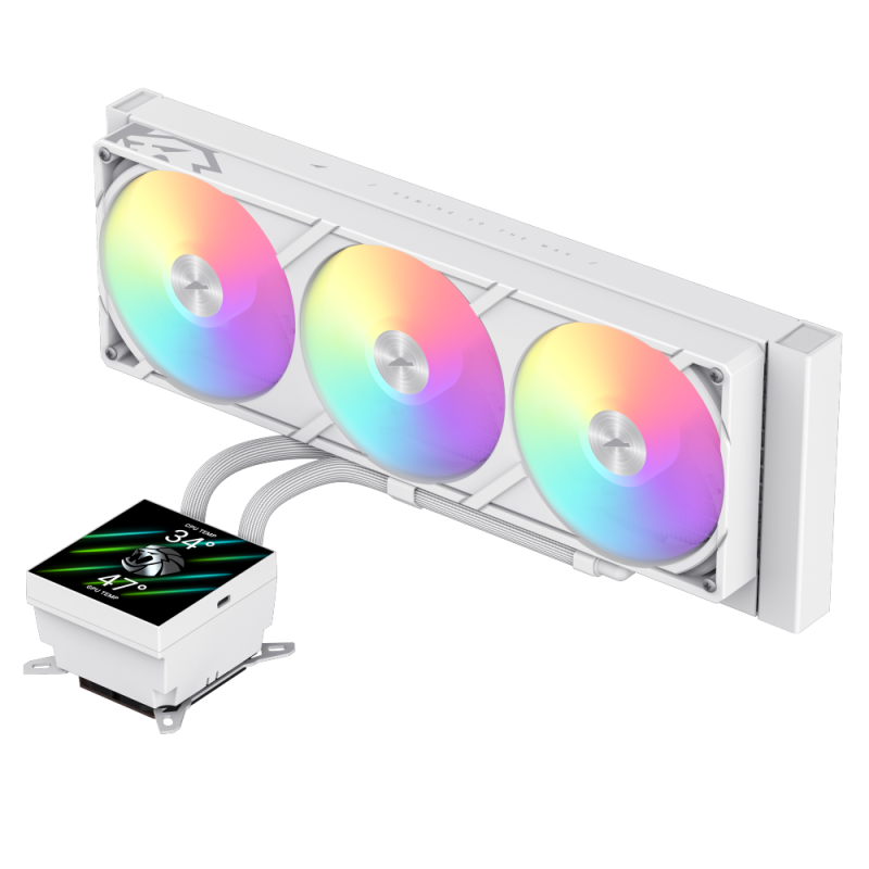 Gamemax CPU Liquid Cooler | GLACIER 360 LCD WH | White