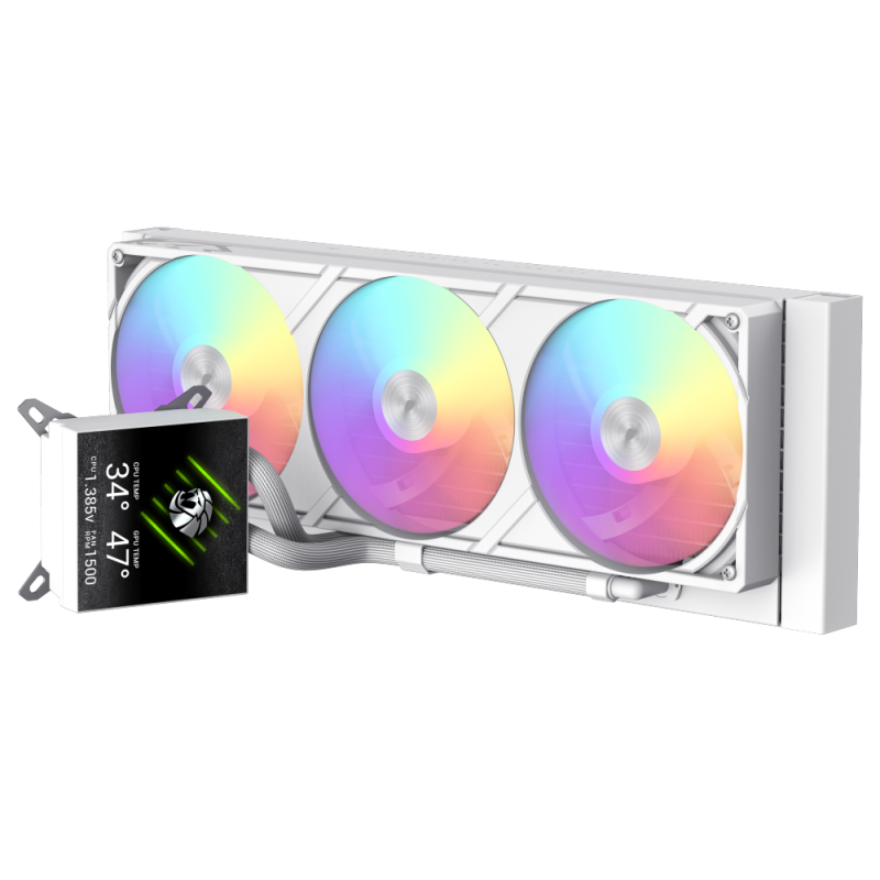 Gamemax CPU Liquid Cooler | GLACIER 360 LCD WH | White