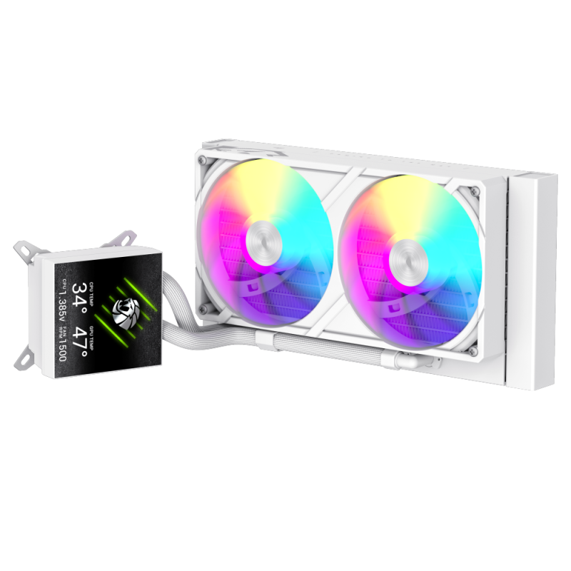 Gamemax CPU Liquid Cooler | GLACIER 240 LCD WH | White