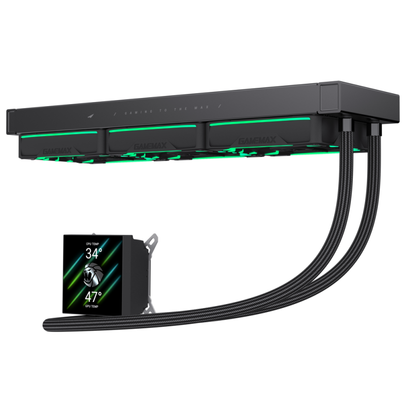Gamemax CPU Liquid Cooler | HAILSTORM 360 LCD BK | Black