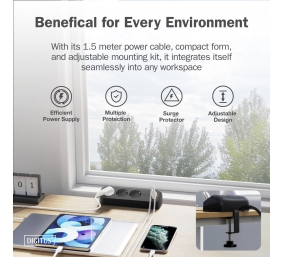 Digitus 3-way office socket strip with 2x USB-A and 1x USB-C connections | DA-70625