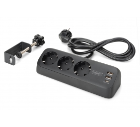 Digitus 3-way office socket strip with 2x USB-A and 1x USB-C connections | DA-70625