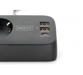 Digitus 3-way office socket strip with 2x USB-A and 1x USB-C connections | DA-70625