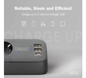Digitus 3-way office socket strip with 2x USB-A and 1x USB-C connections | DA-70625