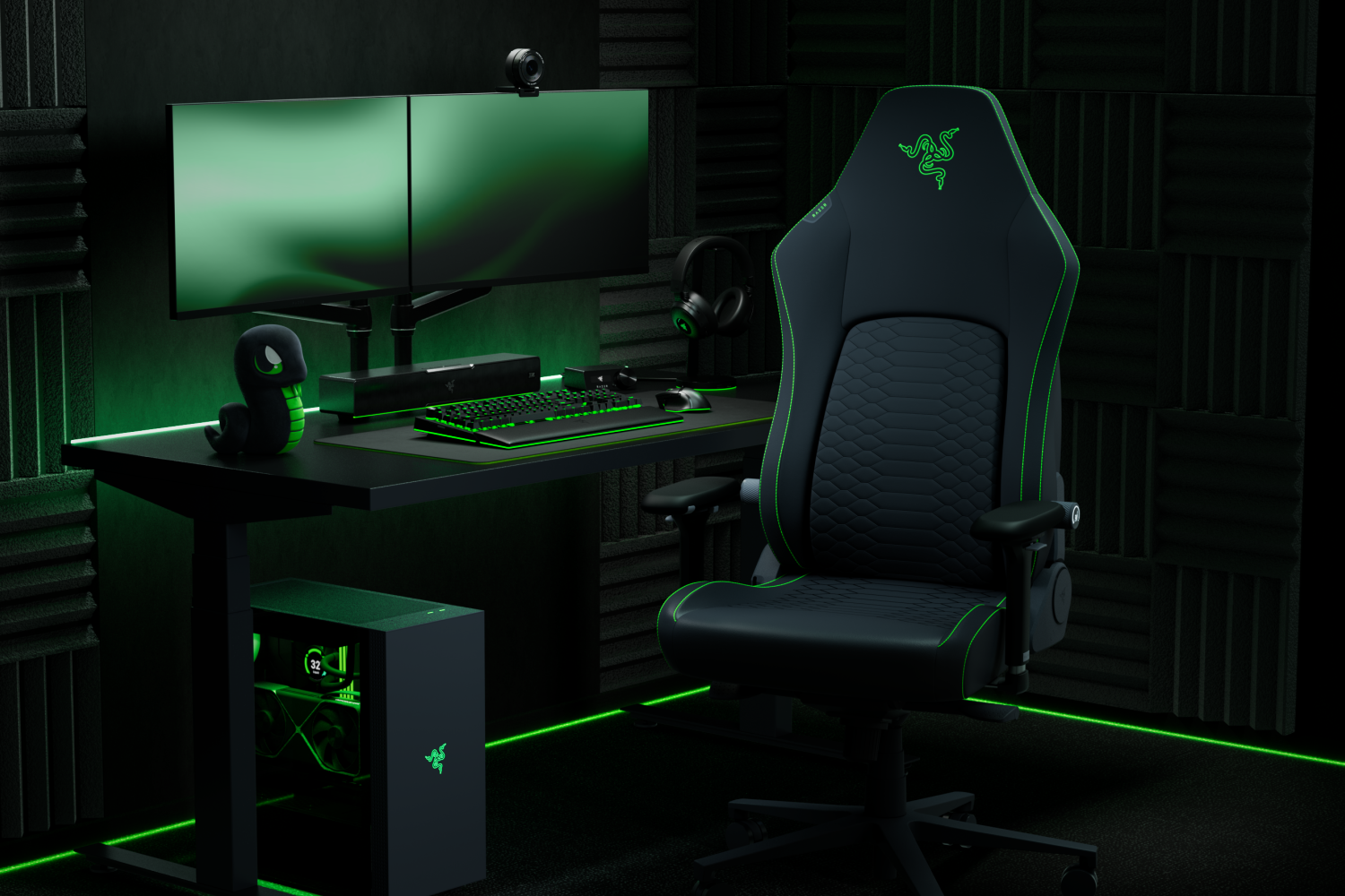 Razer Ergonomic Gaming Chair with Breathable Comfort | Iskur V2 NewGen | Black/Green