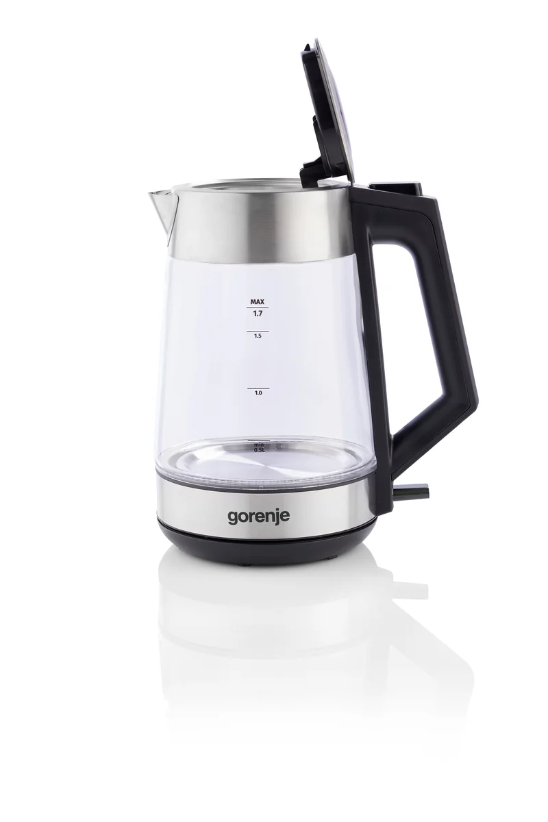 Gorenje | K17OGS | Kettle | Electric | 1.7 L | 2200 W | 360° rotational base | Stainless steel/Glass | Stainless steel