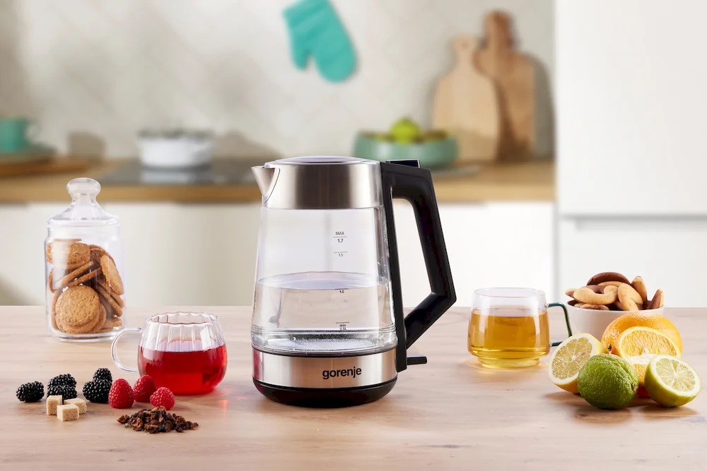 Gorenje | K17OGS | Kettle | Electric | 1.7 L | 2200 W | 360° rotational base | Stainless steel/Glass | Stainless steel