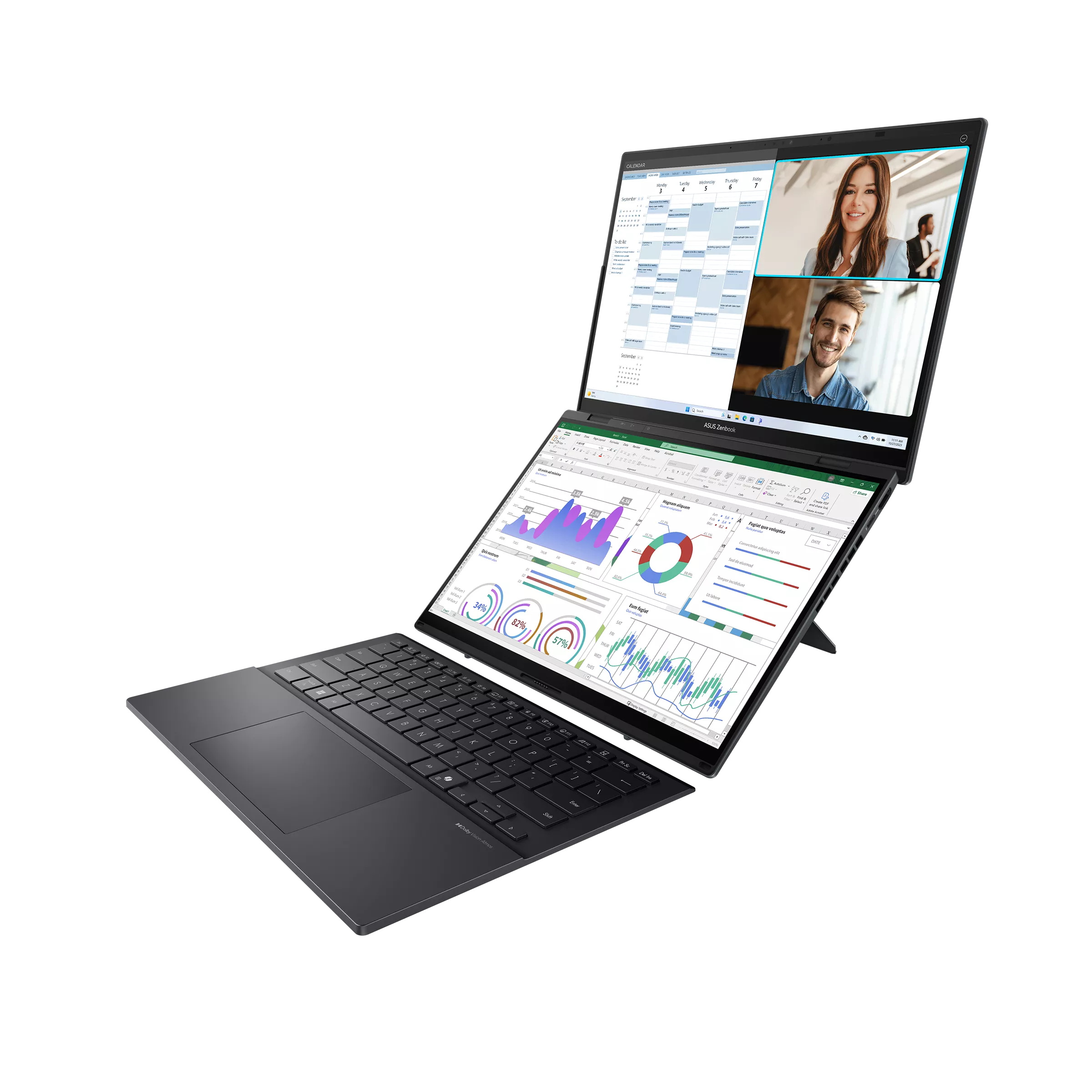 Asus Zenbook Duo UX8406CA-QL358X | Inkwell Gray | 14 " | OLED | Touchscreen | FHD | 1920 x 1200 pixels | 60 Hz | Glossy | Intel Core Ultra 7 | 255H | 16 GB | LPDDR5X | Solid-state drive capacity 1000 GB | Intel Arc Graphics | Windows 11 Pro | 802.11be | B