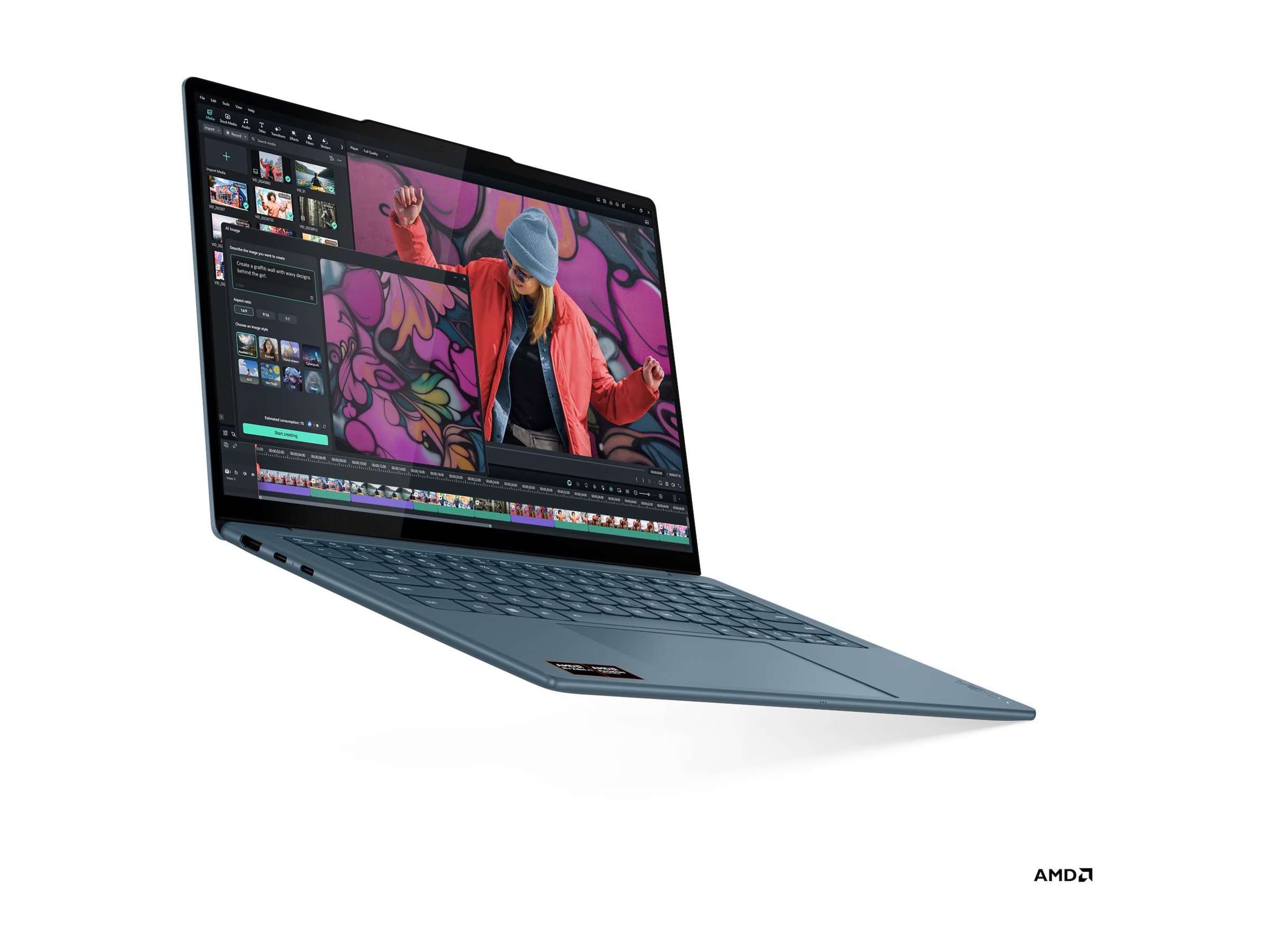 Lenovo Yoga Slim 7 14AKP10 AMD | Tidal Teal | 14 " | OLED | WUXGA | 1920 x 1200 pixels | Glossy | AMD Ryzen AI 5 | 340 | 16 GB | Soldered LPDDR5 | Solid-state drive capacity 512 GB | AMD Radeon 840M Graphics | Windows 11 Home | 802.11be | Bluetooth versio