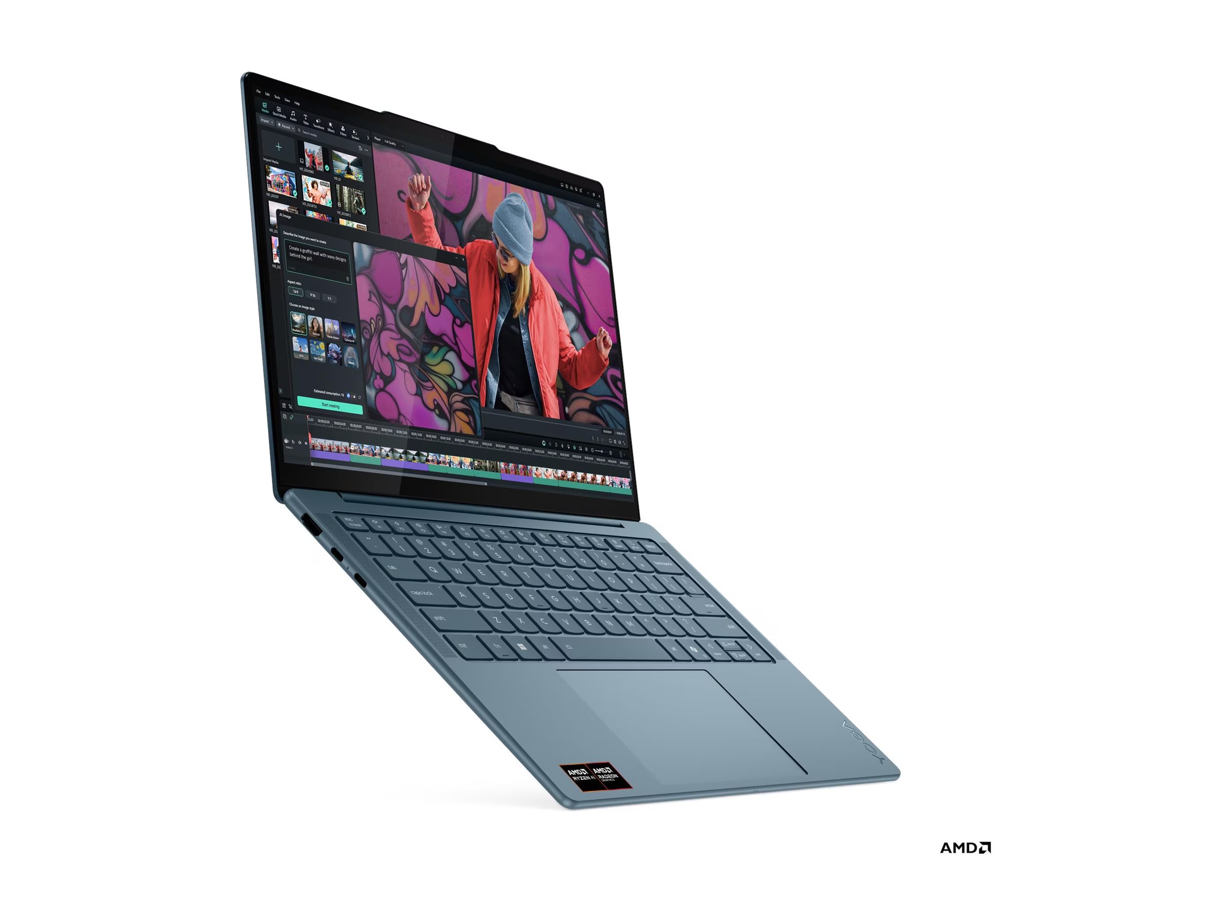 Lenovo Yoga Slim 7 14AKP10 AMD | Tidal Teal | 14 " | OLED | WUXGA | 1920 x 1200 pixels | Glossy | AMD Ryzen AI 5 | 340 | 16 GB | Soldered LPDDR5 | Solid-state drive capacity 512 GB | AMD Radeon 840M Graphics | Windows 11 Home | 802.11be | Bluetooth versio
