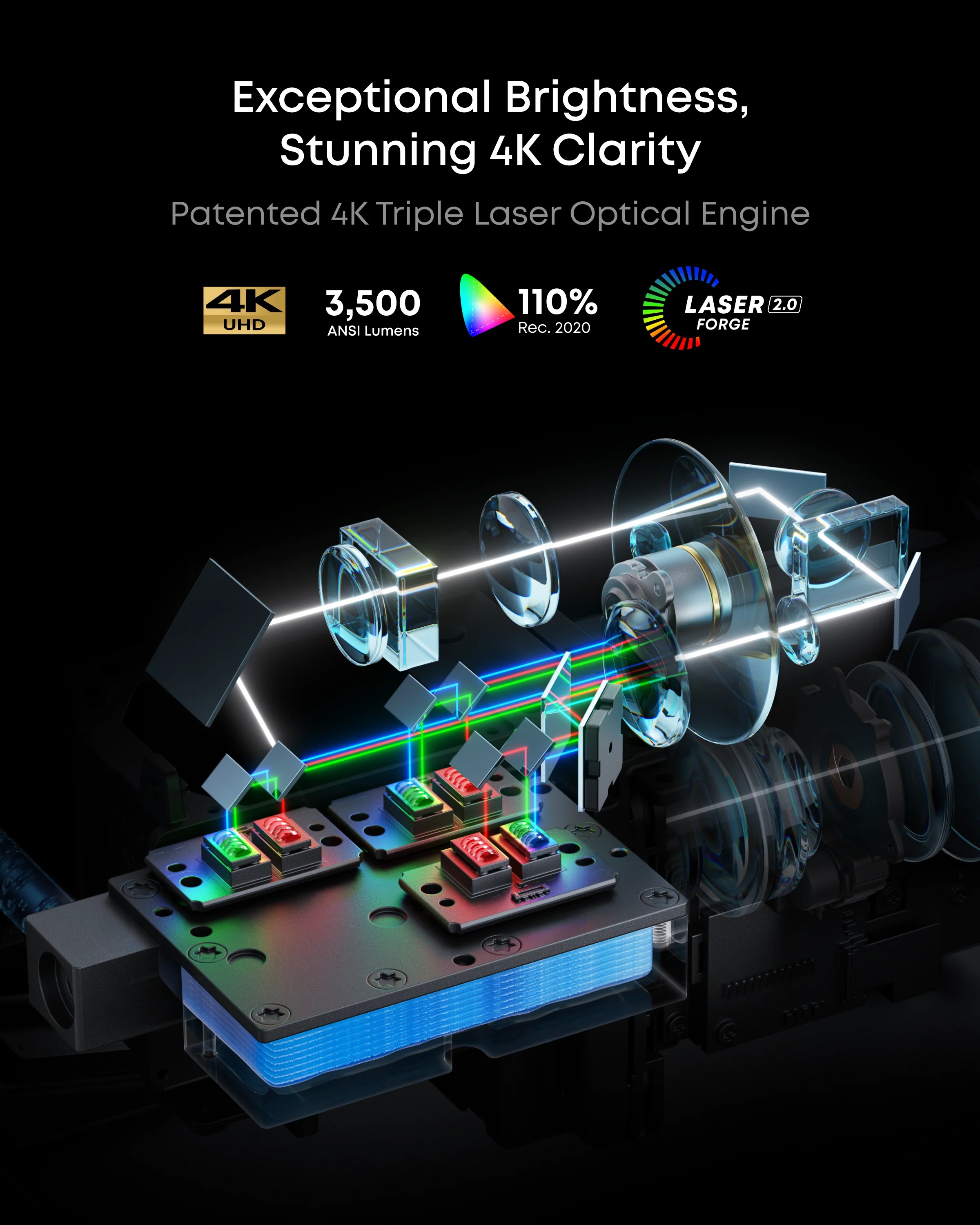 Anker Nebula | Laser Projector | 4K UHD (3840 x 2160) | 3500 ANSI lumens | Black/Gray