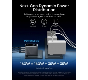 Anker Prime Charger, 3 Ports, 160W, Silver