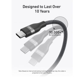Anker USB-C to USB-C Cable Braided, 0.9m, 240W, Black | Anker USB-C Braided Cable, 0.9 m