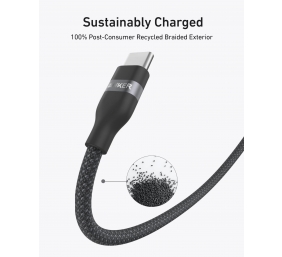 Anker USB-C to USB-C Cable Braided, 0.9m, 240W, Black | Anker USB-C Braided Cable, 0.9 m