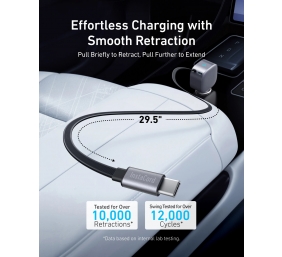 Anker Nano Car Charger (75W, USB-C Port, Built-In Retractable USB-C Cable)