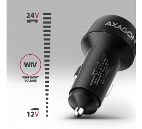 AXAGON Car charger 48W, USB-A + USB-C, PD3.0/PPS/QC4+/SFC | PWC-PQ48