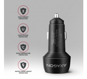 AXAGON Car charger 48W, USB-A + USB-C, PD3.0/PPS/QC4+/SFC | PWC-PQ48