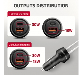 AXAGON Car charger 48W, USB-A + USB-C, PD3.0/PPS/QC4+/SFC | PWC-PQ48