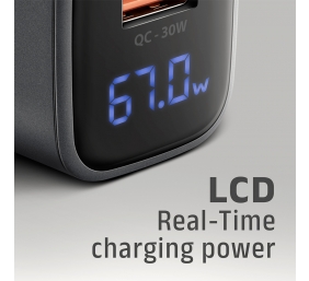 AXAGON Wall charger 67W, USB-A + USB-C, PD3.0/PPS/QC4+/SF | ACU-PQ67D