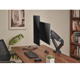 Up Up Premium Dual-Screen Monitoriaus laikiklis 17-32'', VESA 75x75, 100x100, Matinė juoda