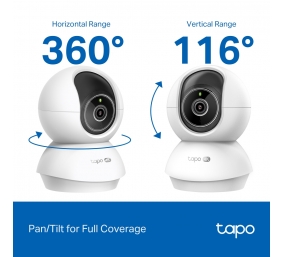 TP-LINK Tapo C250 | Pan/Tilt AI Home Security Wi-Fi Camera | PTZ | 8 MP | 4mm/F1.6 | H.265 | MicroSD Card up to 512 GB