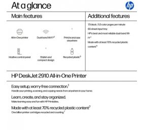 HP DeskJet 2910 AiO Spausdintuvas rašalinis spalvotas MFP A4 7.5 ppm USB Wi-Fi